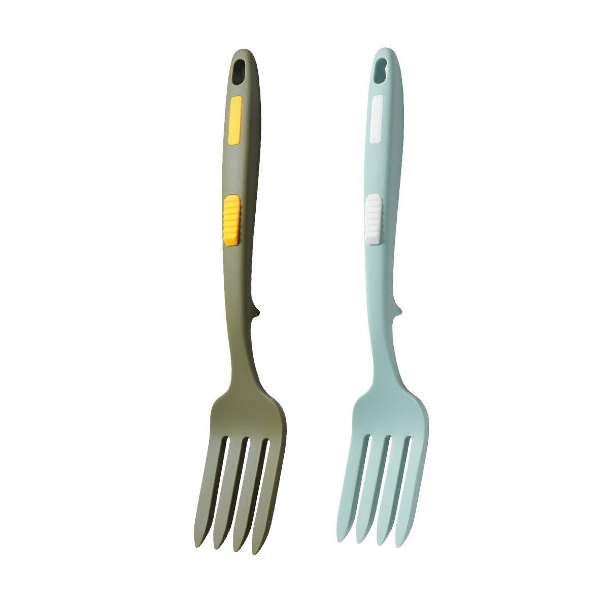 2PCS Silicone Heat Resistant Flexible Cooking Forks Dishwasher Safe Kitchen - Red-Black
