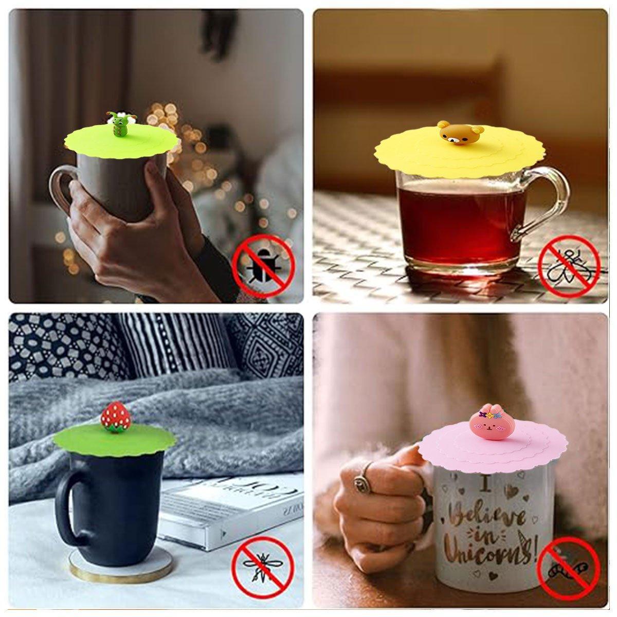 6PCS Silicone Tea Cup Lids Leak Proof Dustproof Universal Drink Covers for Mugs