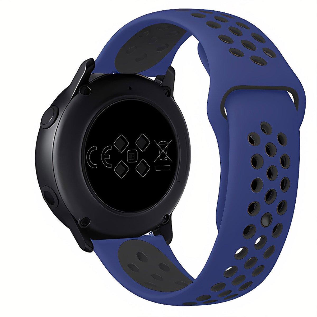 22mm 20mm Silicone Sports Watch Band for Samsung Huawei Huami Two-Tone Strap - 20mm-Blue