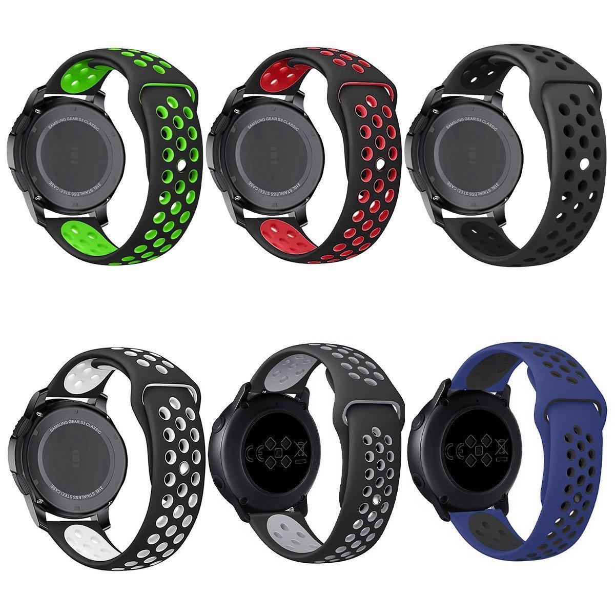 22mm 20mm Silicone Sports Watch Band for Samsung Huawei Huami Two-Tone Strap - 22mm-Green