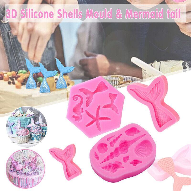 Mermaid Tail Sea Shell Silicone Cake Fondant Sugarcraft Mould Chocolate Mold - Mermaid Tail Small