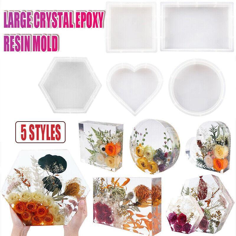 New Large Crystal Epoxy Resin Mold Geometry Cube Specimen Love Heart Round Mould - Square