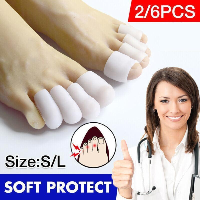 Silicone Toe Sleeve Gel Toe Cap Cover Protector Finger Tube Corn Pain Relief Au - L(2PCS)