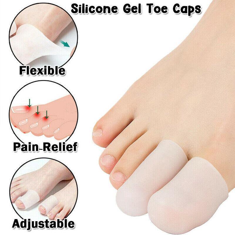Silicone Toe Sleeve Gel Toe Cap Cover Protector Finger Tube Corn Pain Relief Au - S(2PCS)