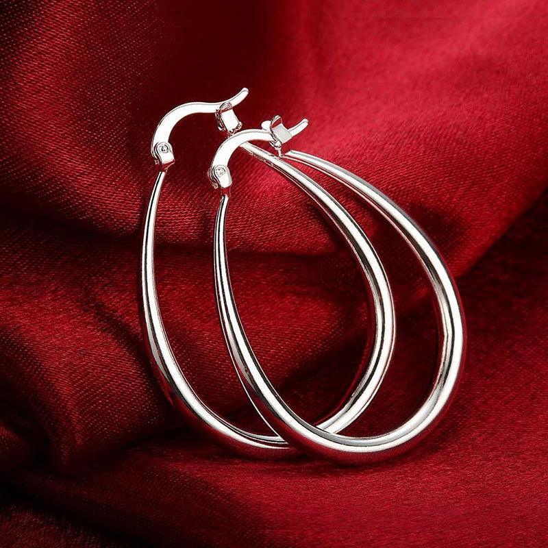 Elegant Teardrop Silver Filled Hoop Earrings 41mm Lightweight Fashion Jewelry
