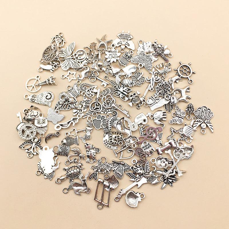 100Pcs Tibetan Silver Mixed Charms - DIY Jewelry Crafting Pendants