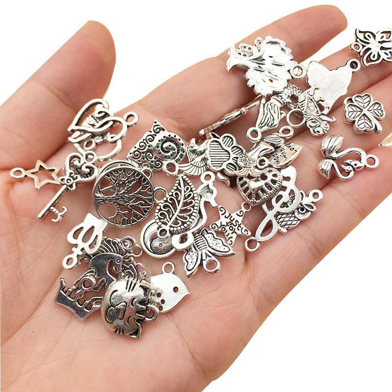 100Pcs Tibetan Silver Mixed Charms - DIY Jewelry Crafting Pendants