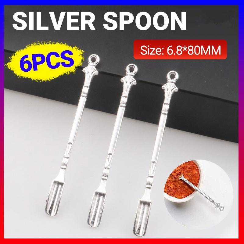 6X Mini Powder Ladle Scoop Mini Spoon Spatula Metal Shovel Silver color Spoon