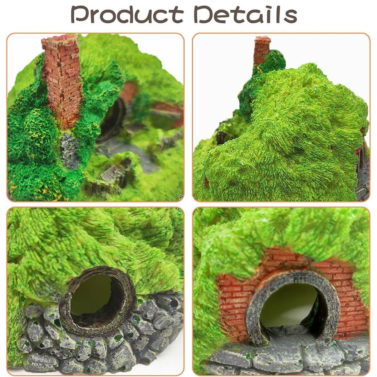 Resin Grass House Aquarium Ornament Natural Fish Tank Decoration Hideaway - A