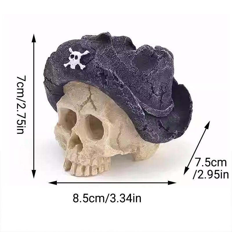 Artificial Fake Skull Head Bone Aquarium Ornament Fish Tank Decoration - Hat