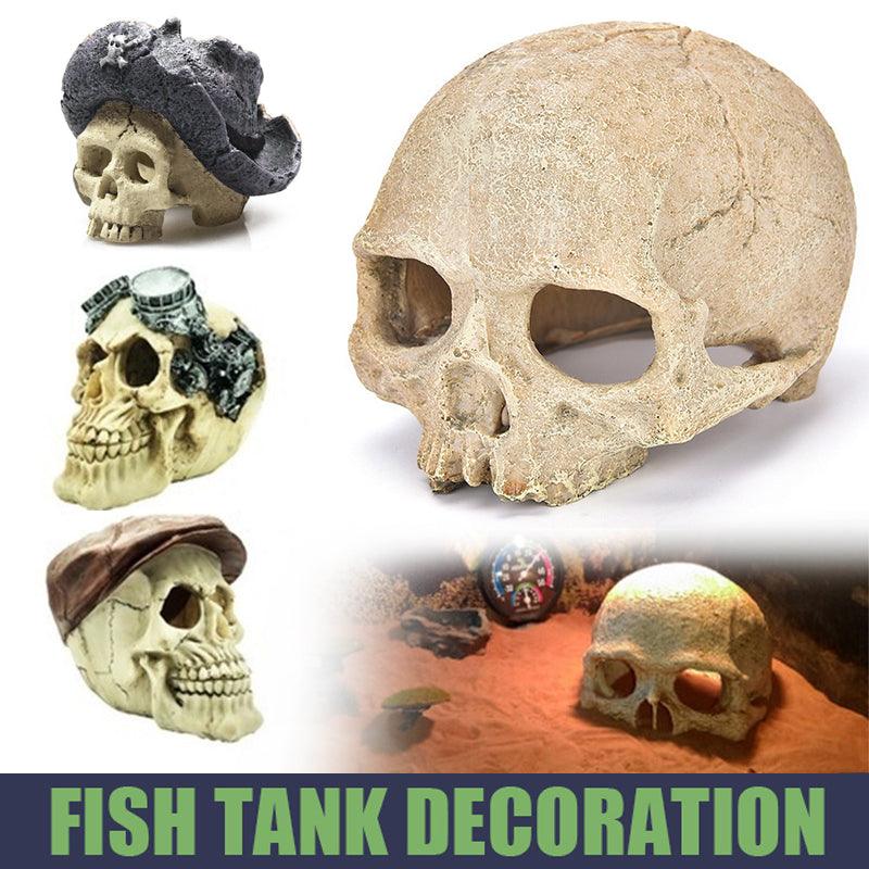 Artificial Fake Skull Head Bone Aquarium Ornament Fish Tank Decoration - Pirate