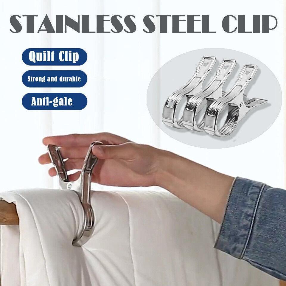 Large Stainless Steel Clothes Pegs Hanging Clip Laundry Windproof Clamp - 9cm *16 PCS