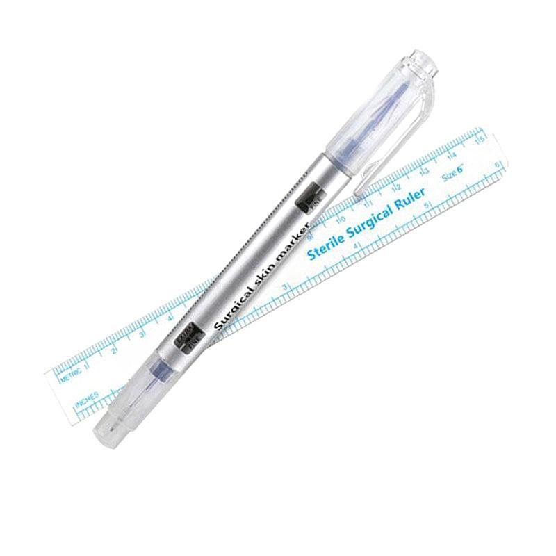 Microblading Tattoo Eyebrow Surgical Skin Marker Pen Ruler Tattoo Piercing 2Pcs