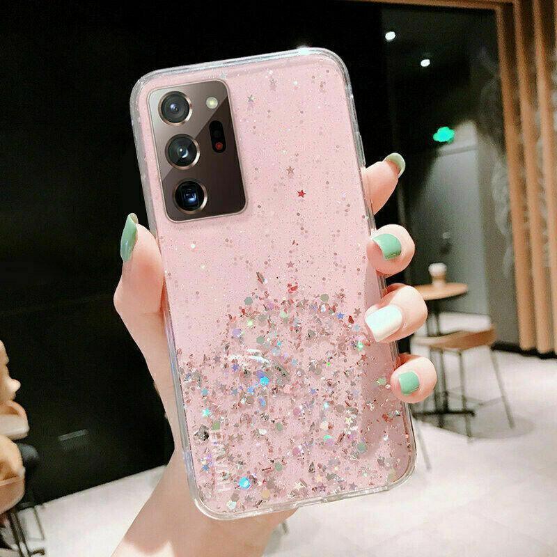 For Samsung Galaxy S20 FE S21 Ultra S20 Shockproof Bling Glitter Soft Case Pink - For Samsung Note20