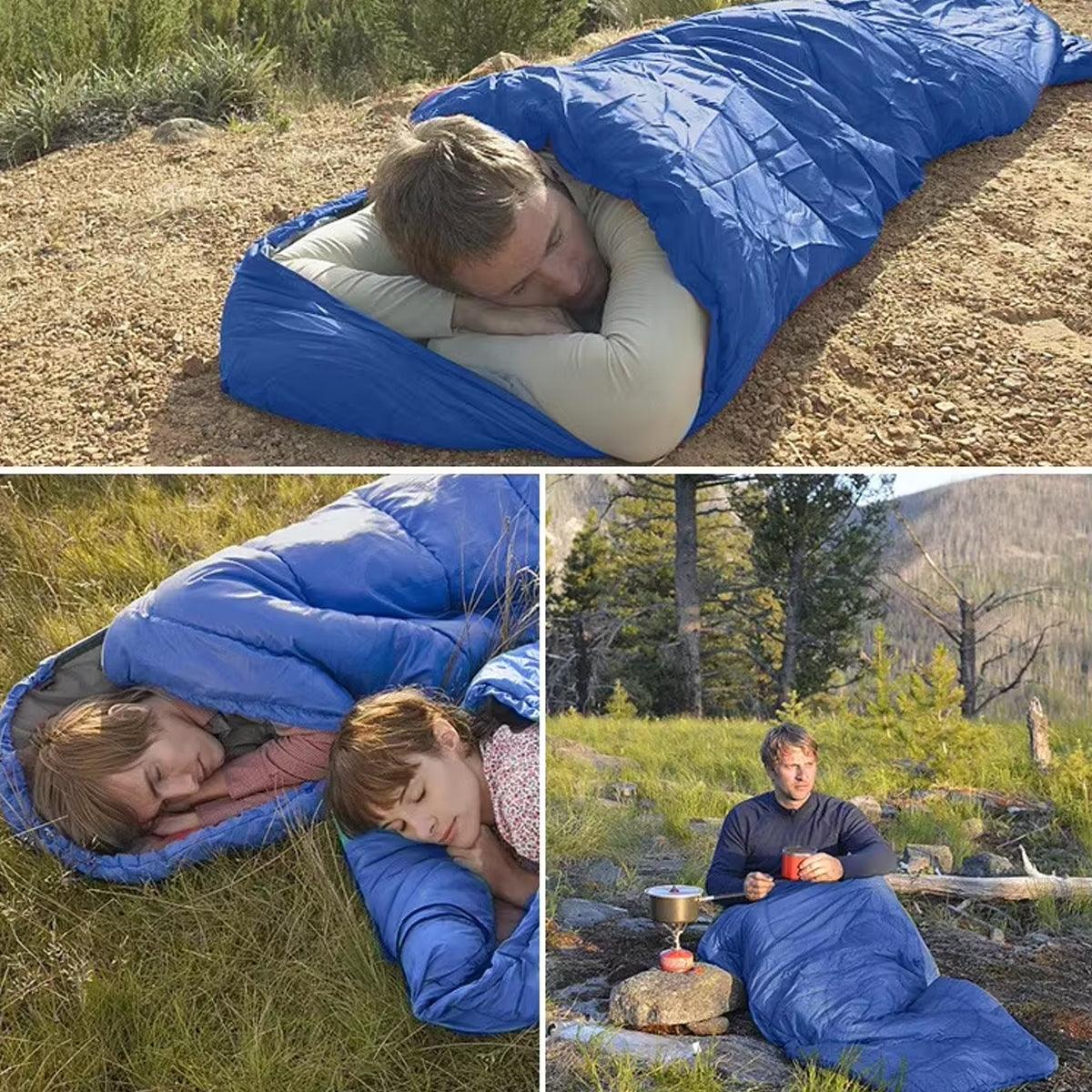 Single Sleeping Bag Outdoor Camping Hiking Thermal Warm Tent Travel Gear - Royal Blue