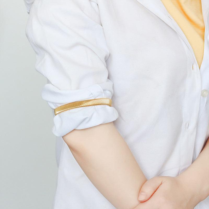 Unisex Anti-Slip Shirt Sleeve Holders Fashion Elastic Armbands Hold Ups Garter - Silver