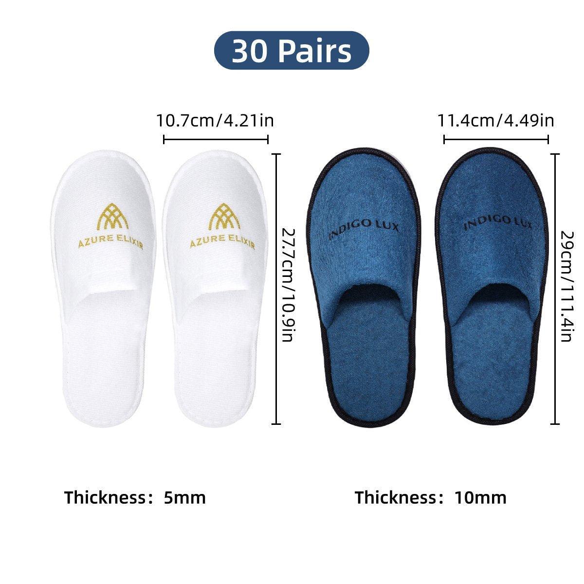 30 Pairs Hotel Guesthouse Hospitality Slippers for Household Comfort and Use - Blue