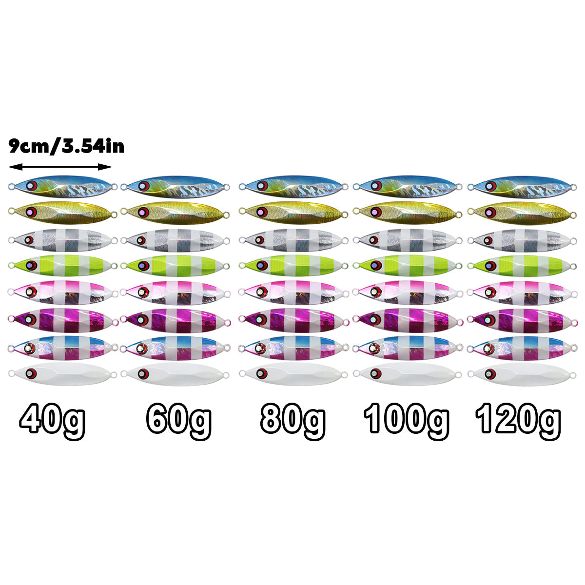 Fishing Lure Bait Set 8pcs Conical Boat Tackle Artificial Hard Bait Accessories - 80g