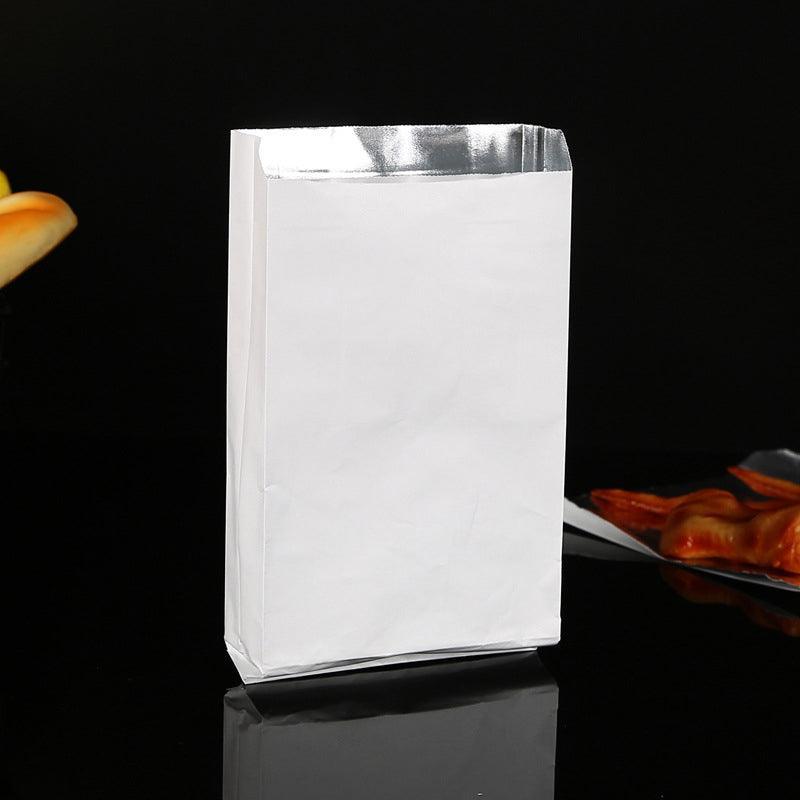 Aluminum Foil Lined Chips Bbq Chicken Paper Bags Disposable Greaseproof Takeaway - 12*4*21.5-500PCS