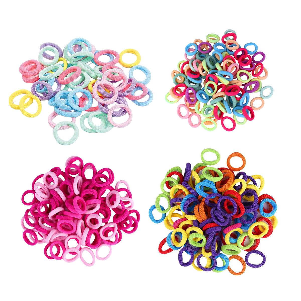 100PCS Colorful Elastic Hair Ties for Girl Ponytails High Stretch Hair Bands Set - Red