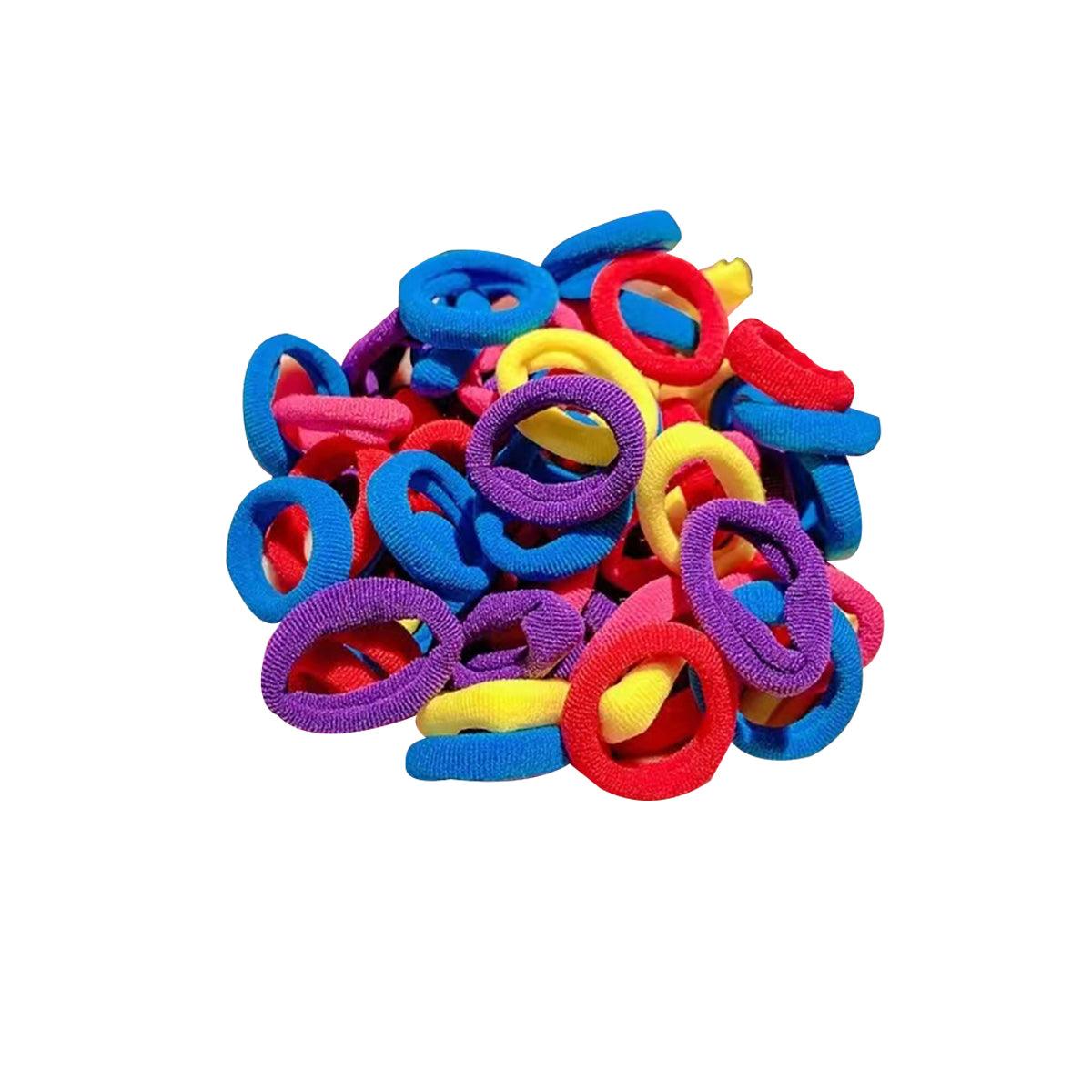 100PCS Colorful Elastic Hair Ties for Girl Ponytails High Stretch Hair Bands Set - Red