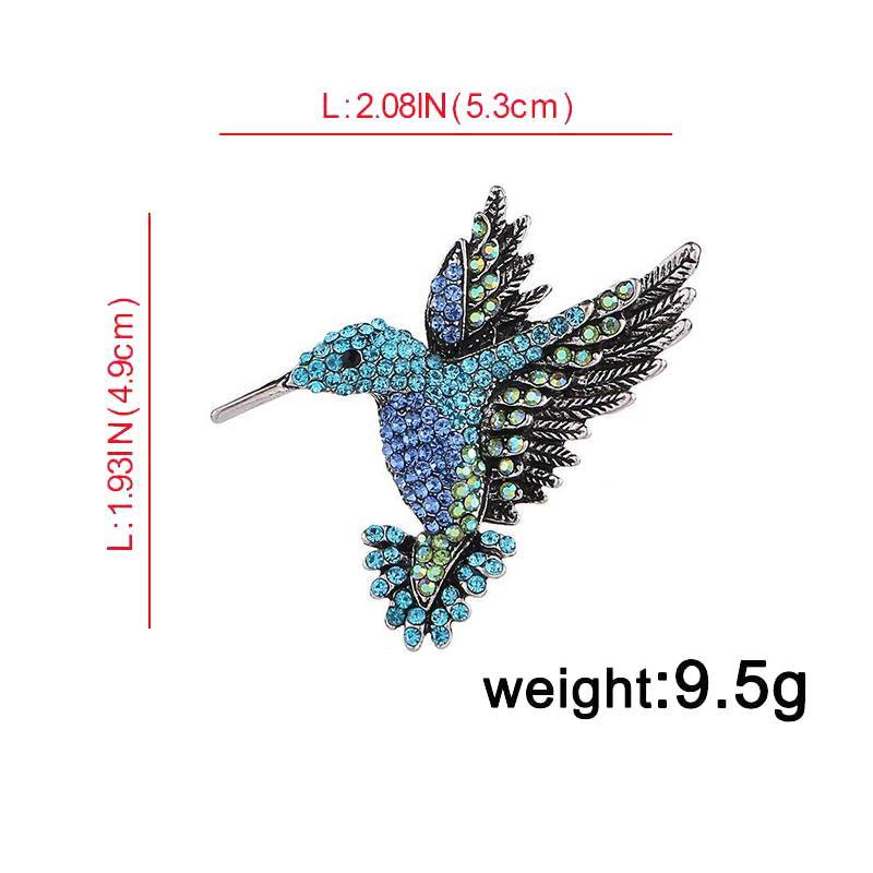 Fashion Hummingbird Brooch Pink Diamond Silver Brooch Gift Retro Style - Blue