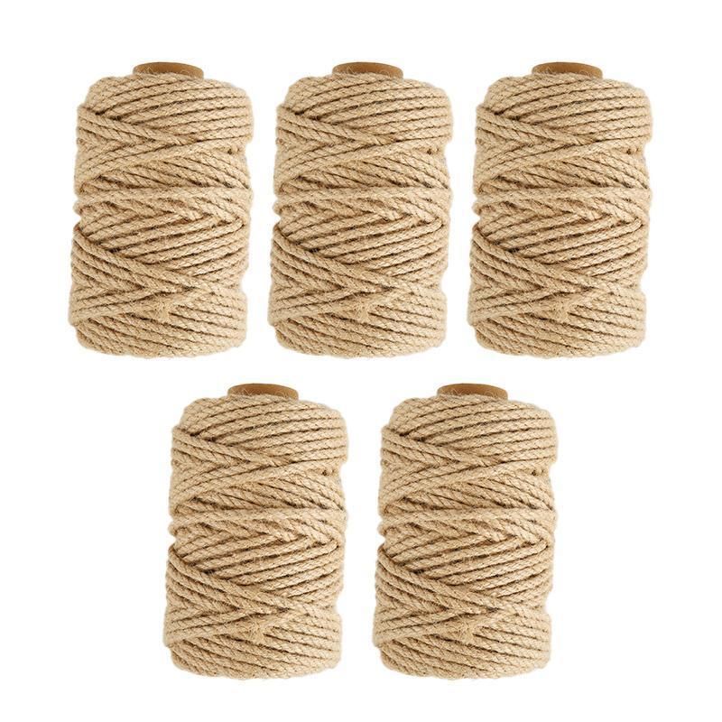Sisal Rope Natural Jute Hemp Manila Twine String Cord 1-14mm Thick Craft DIY - 5Rolls-12MM*50M
