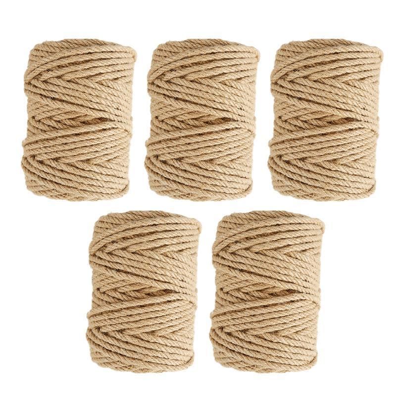 Sisal Rope Natural Jute Hemp Manila Twine String Cord 1-14mm Thick Craft DIY - 5Rolls-12MM*50M