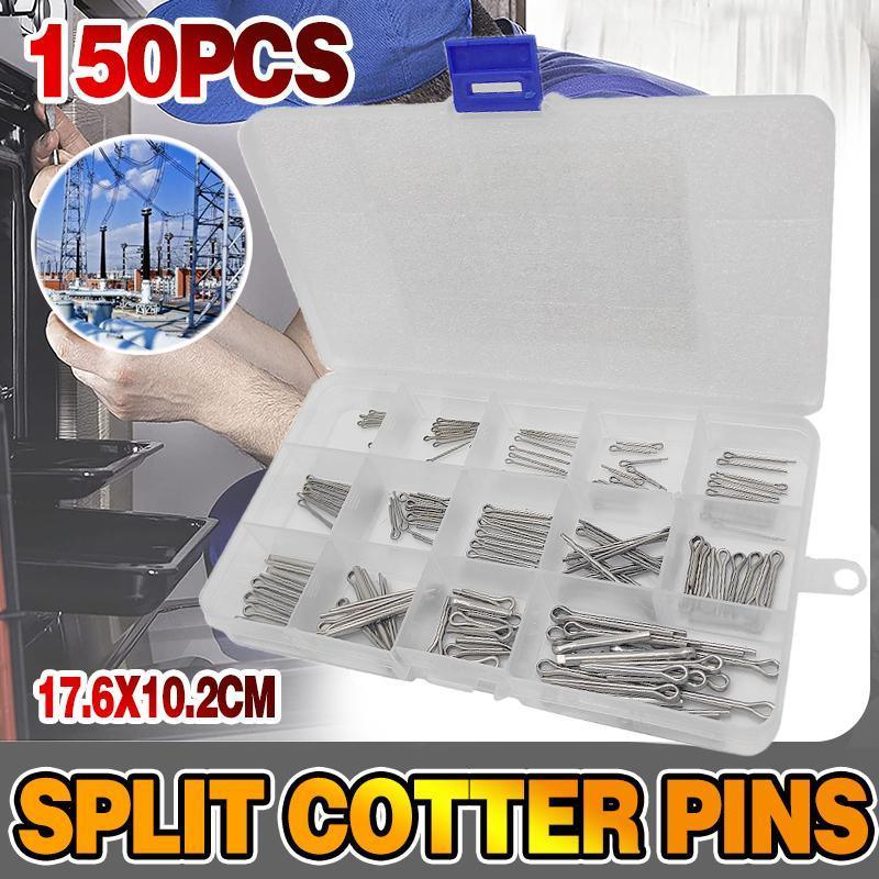 150PCS box 15 Kinds Stainless Steel Split Cotter Pins Assortment Kit Tools cherr