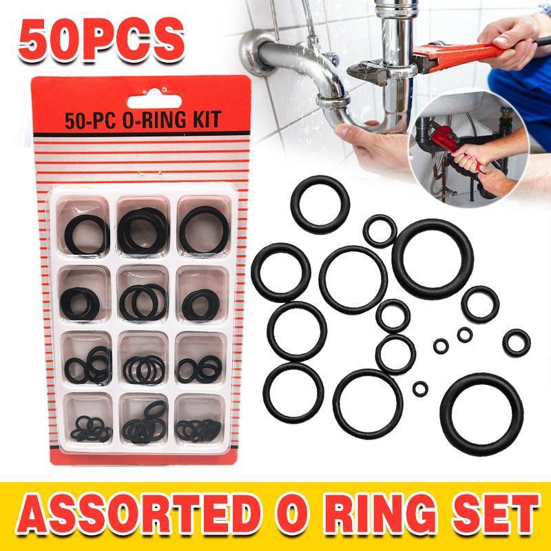 Rubber O-Ring Assortment Kit 50PC- Pack O-Rings Set Automotive Plumbing Seals