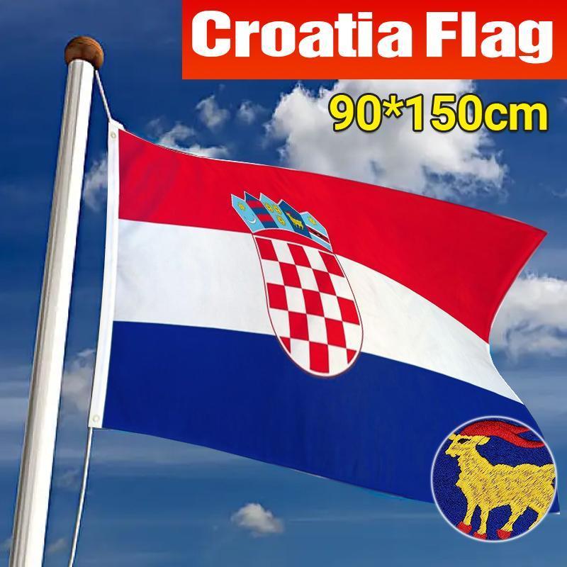 Large Croatia National Flag 90x150cm Outdoor Polyester Banner with Grommets