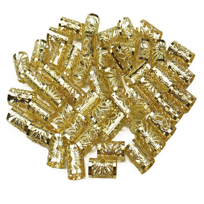 40PCS Gold Dreadlock Hair Braid Cuff Clips Adjustable Beads for Braids and Styling
