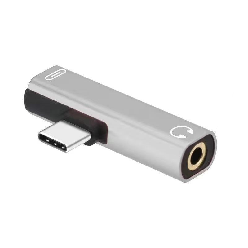 Up to 2 Type C to 3.5mm Audio Headphone Connector Earphone Adapter Aux Jack - Silver