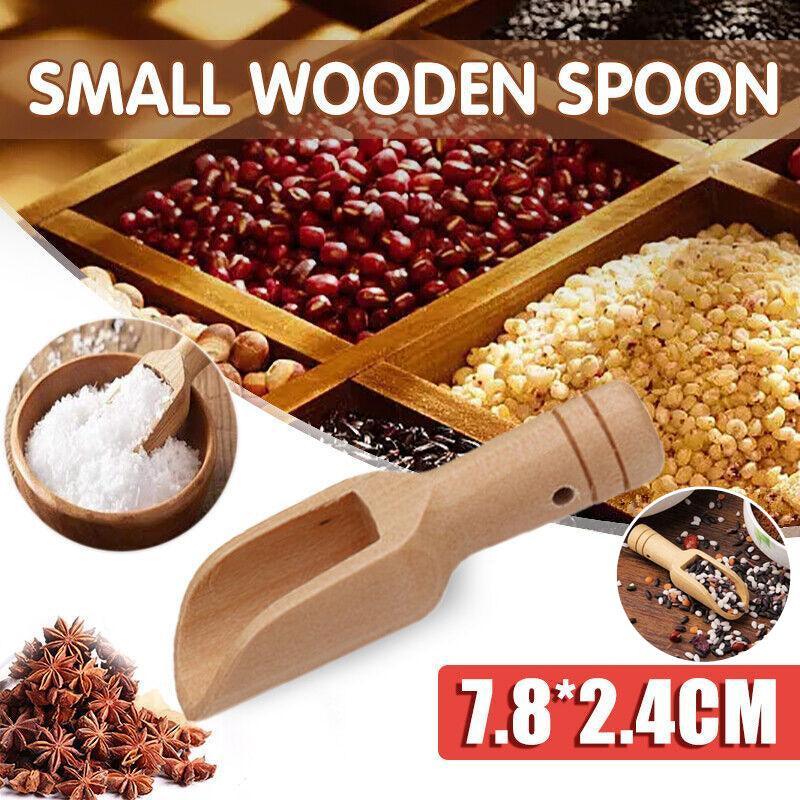1/2/4/10 Pcs Mini Wooden Scoop Kitchen Spoon for Salt Sugar &amp; Coffee - 10PCS
