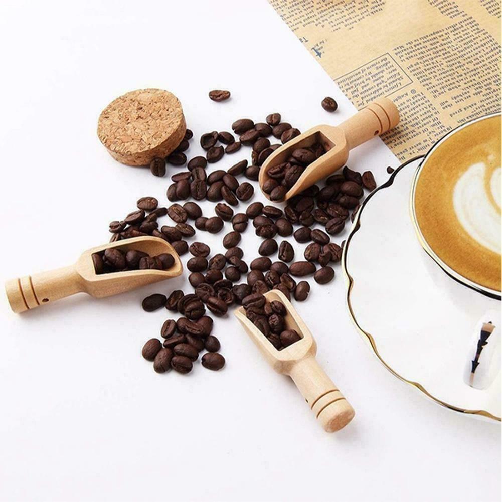 1/2/4/10 Pcs Mini Wooden Scoop Kitchen Spoon for Salt Sugar & Coffee - 1PC