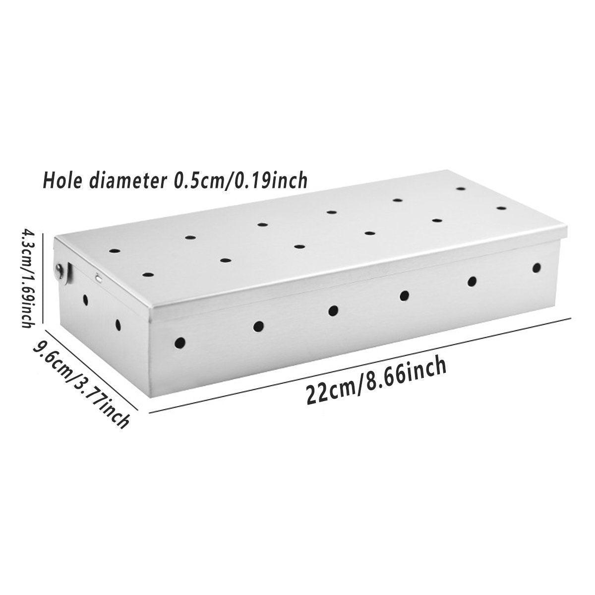 Stainless Steel Smoke Box Barbecue BBQ Smoking Wood Chip Smoker Grill Tool Box