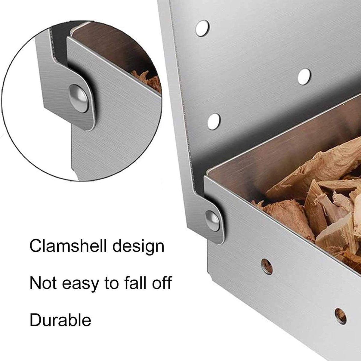 Stainless Steel Smoke Box Barbecue BBQ Smoking Wood Chip Smoker Grill Tool Box