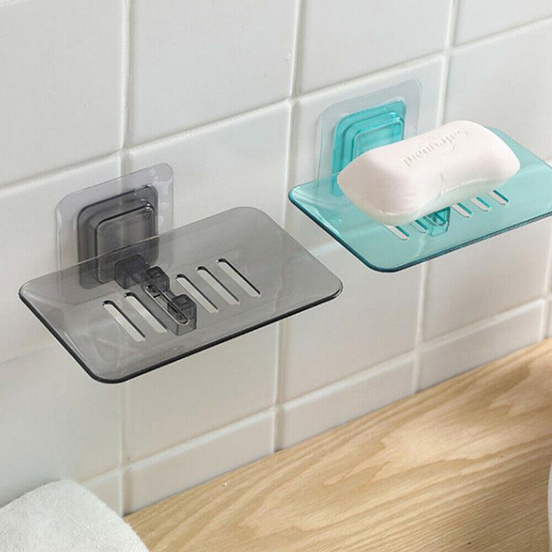 Bathroom Waterfall Tray Holder Soaps Plate Suction Case Containers Dish Storage - White