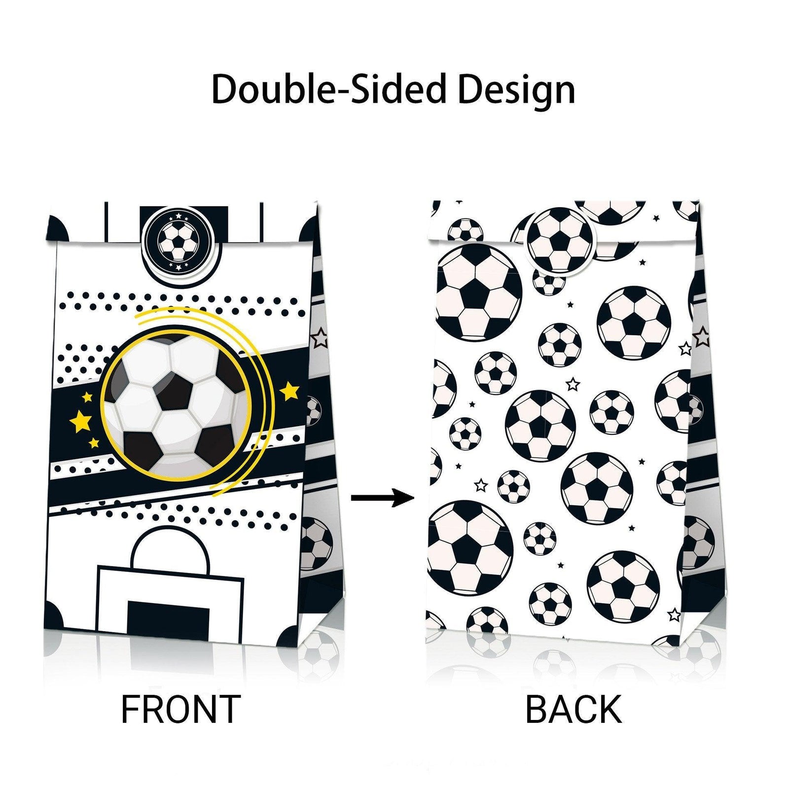 Fashion Football Sport Gift Bags Green Kraft Paper Sticker Set Party Favor Bags - 2sets-LB018