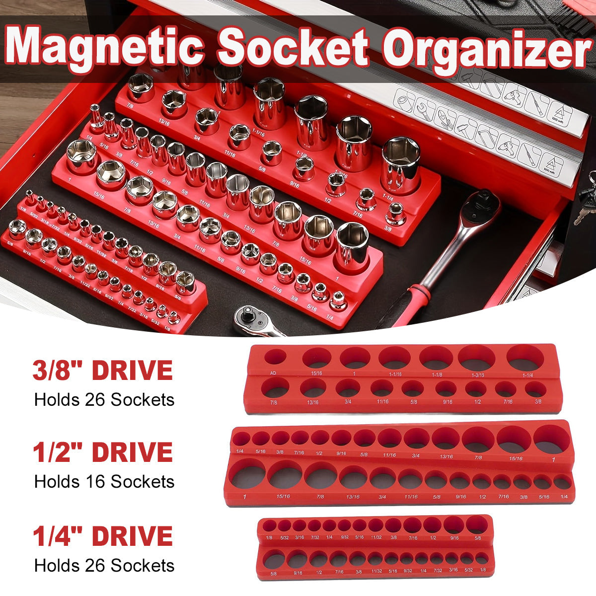 Plastic Socket Storage Rack Tool Organizer for Metric and Imperial Sockets