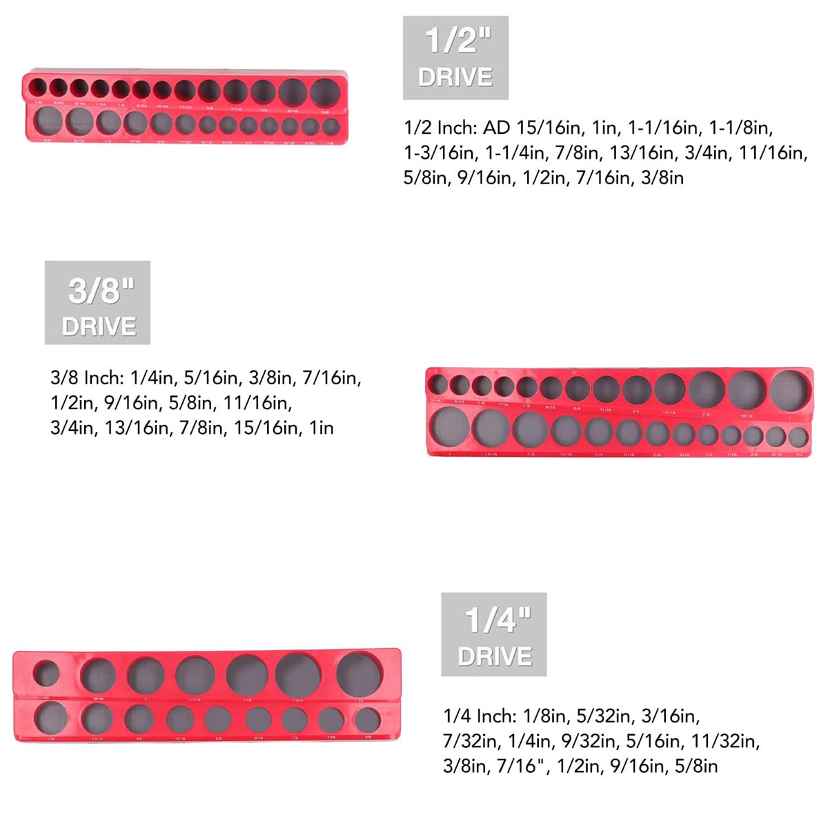 Plastic Socket Storage Rack Tool Organizer for Metric and Imperial Sockets