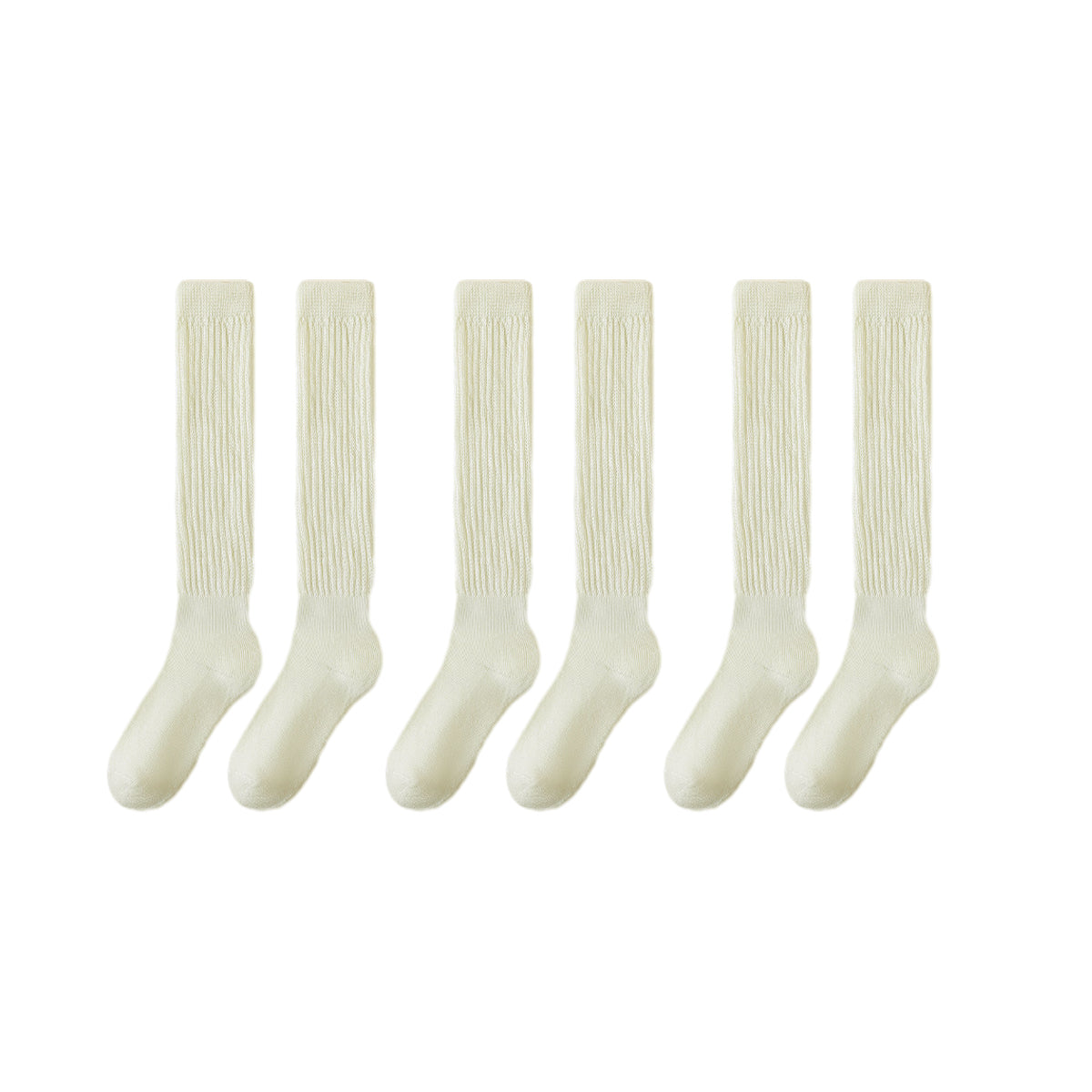 3Pairs Warm Calf Socks Stack Stockings Winter Fall Over Knee High Thick Socks Set - Milky White