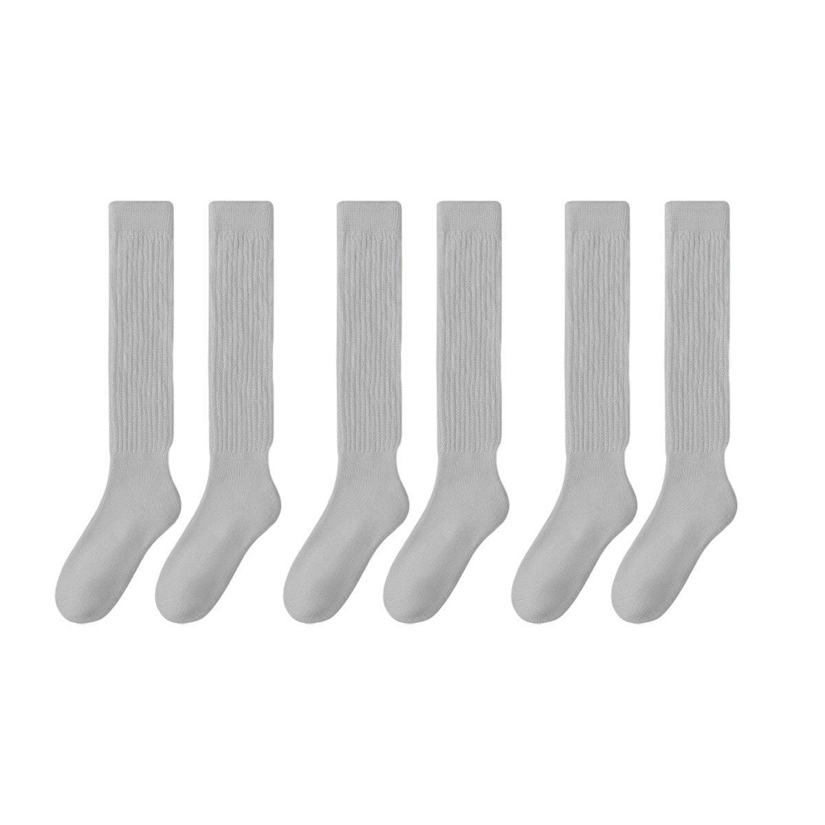 3Pairs Warm Calf Socks Stack Stockings Winter Fall Over Knee High Thick Socks Set - Milky White