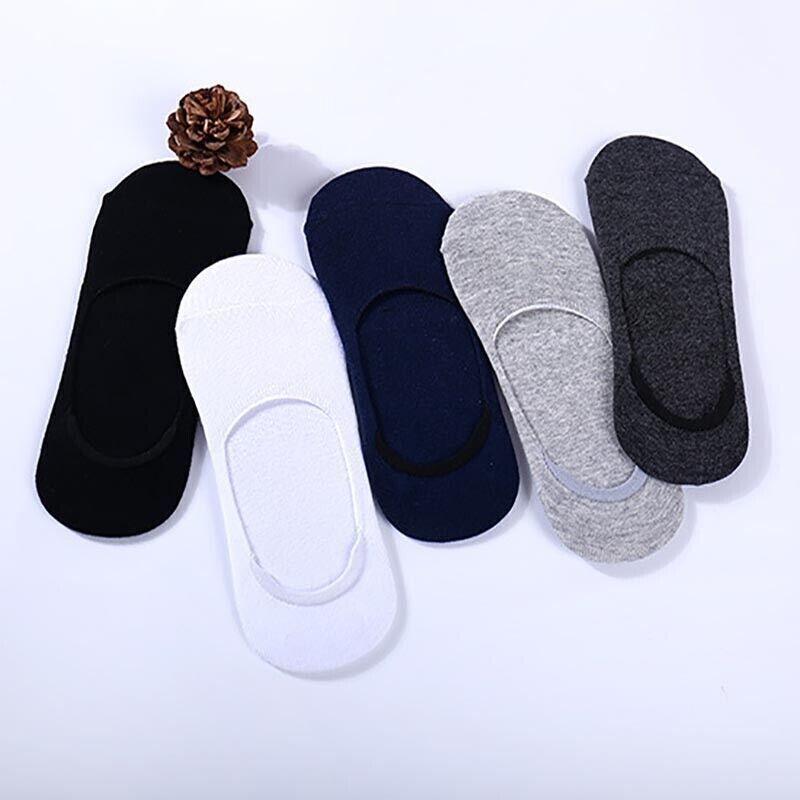 5 Pairs No Show Liner Socks Non Slip Cotton Low Cut Invisible Unisex Footies - Dark Grey