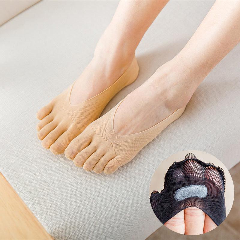 Five Finger Toe Socks Women Invisible Ankle Cut No Show Liner Low Cut Packs - Black 6 Pairs