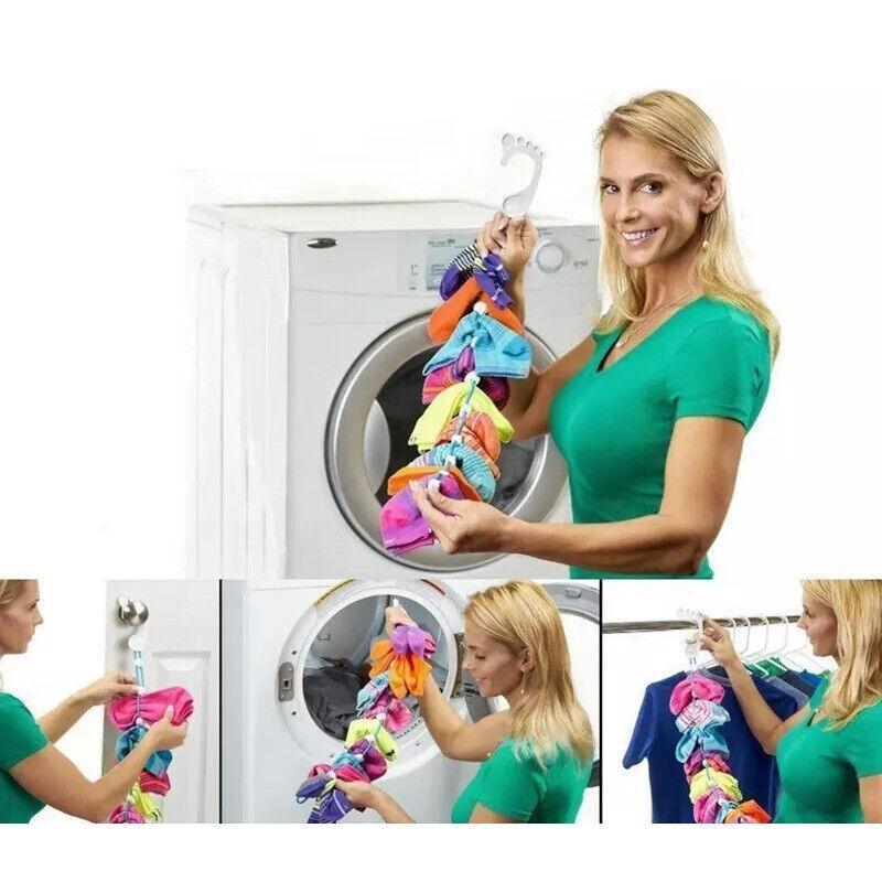 Locks Sock Tidy Clips Rope Storage Hangers Closet Organizer Laundry Helper - Blue