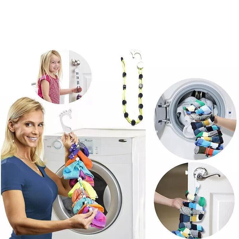 Locks Sock Tidy Clips Rope Storage Hangers Closet Organizer Laundry Helper - Blue