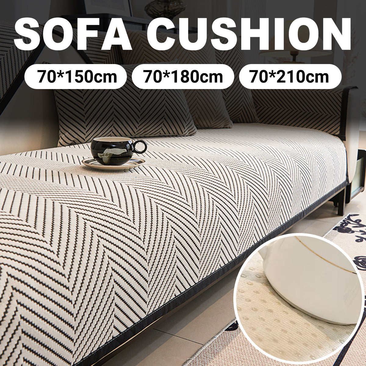 Sofa Cushion Cover Modern Non Slip Couch Protector Furniture Seat Slipcover Pad - 70x150cm