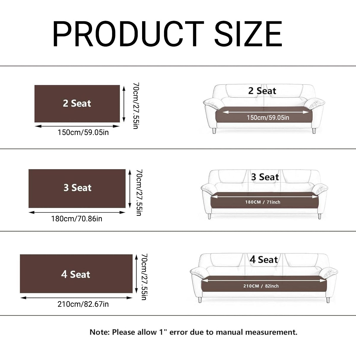 Sofa Cushion Cover Modern Non Slip Couch Protector Furniture Seat Slipcover Pad - 70x210cm