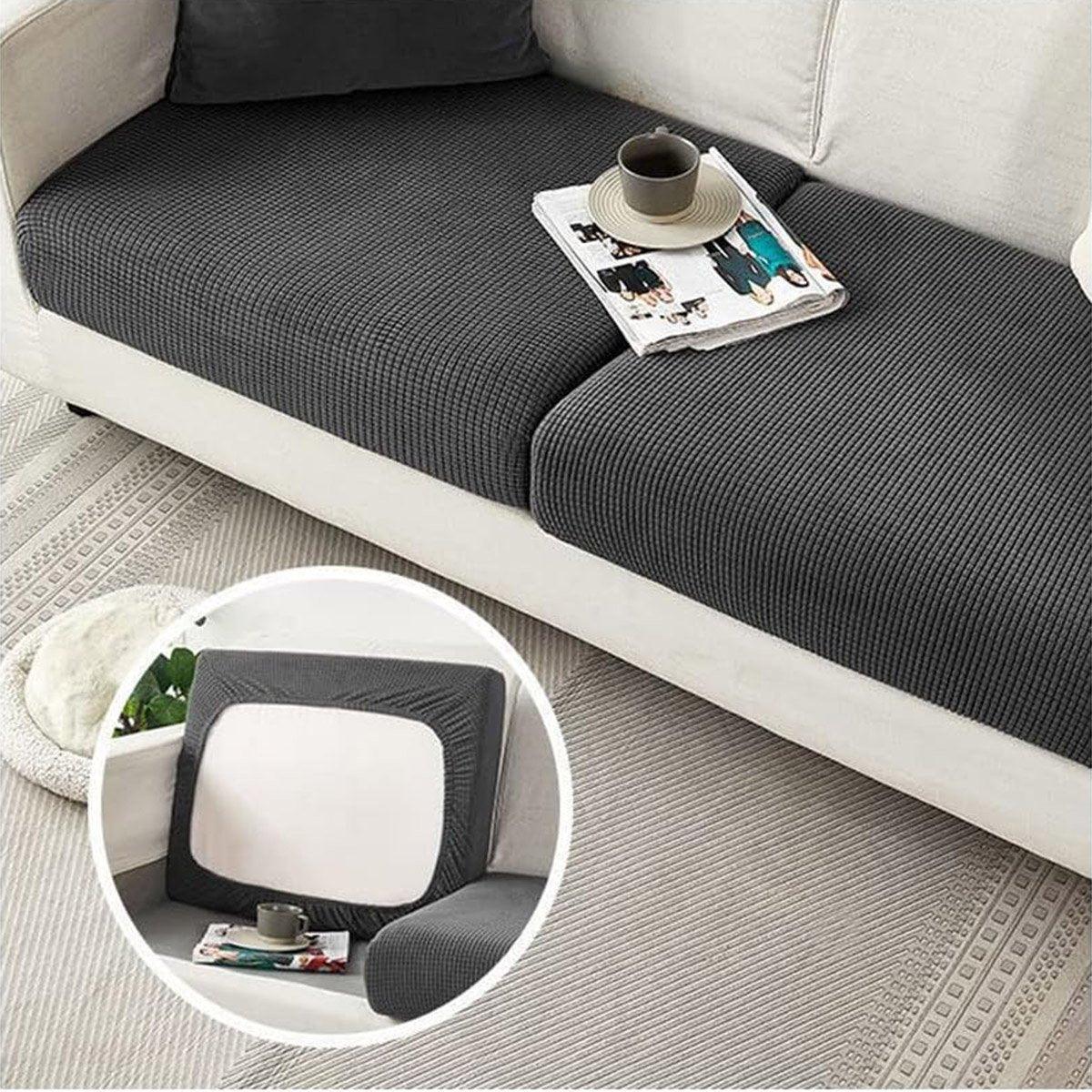 Stretch Sofa Slipcover 4 Seasons Universal Couch Protector Elastic Fabric Cover - Double-Black